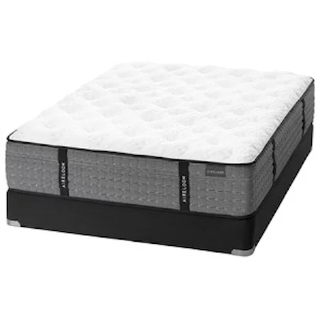 Queen 14 1/2" Plush Coil on Coil Mattress and Low Profile V-Shaped Semi-Flex Grid Foundation